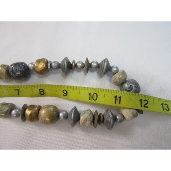 Silver Gold Tone Beaded Necklace 24" Boho Cottagecore Grunge Chunky Whimsigoth - Picture 5 of 6